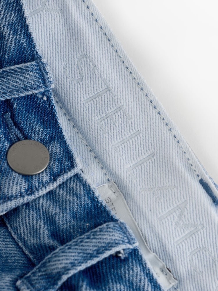 Stella McCartney Kids Blue Wide Leg Jeans With Logo Multicolur Stitch Detail - Image 7 of 7