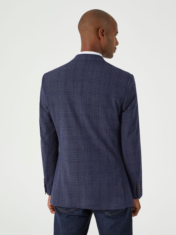 Skopes Blue Tailored Fit Jeremiah Checked Jacket - Image 2 of 4