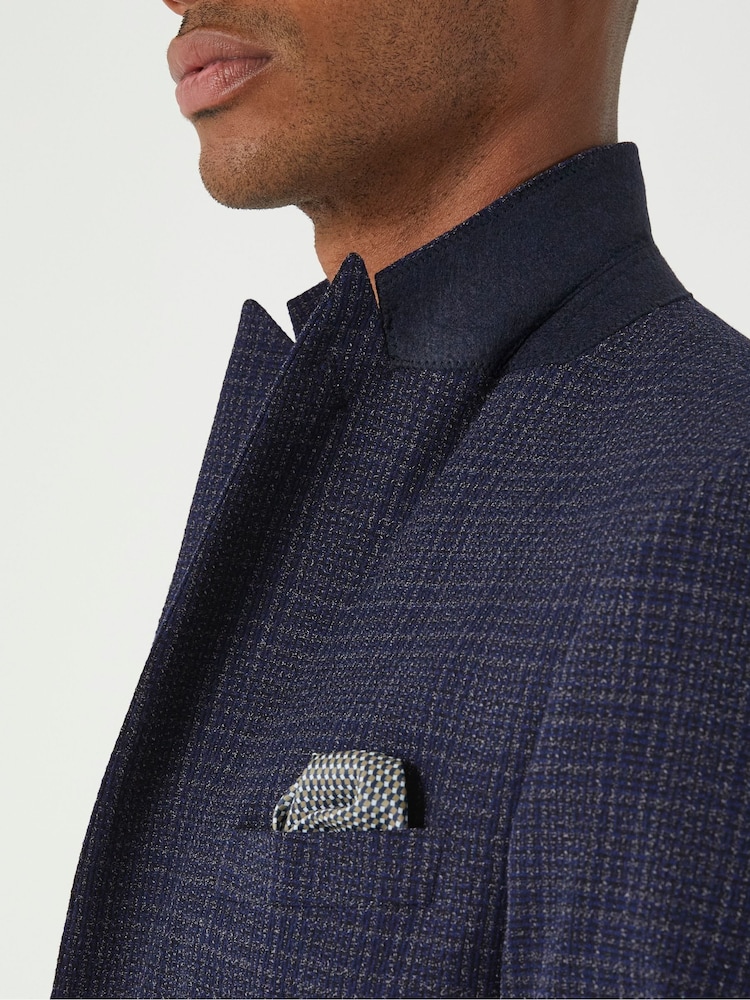 Skopes Blue Tailored Fit Jeremiah Checked Jacket - Image 4 of 4