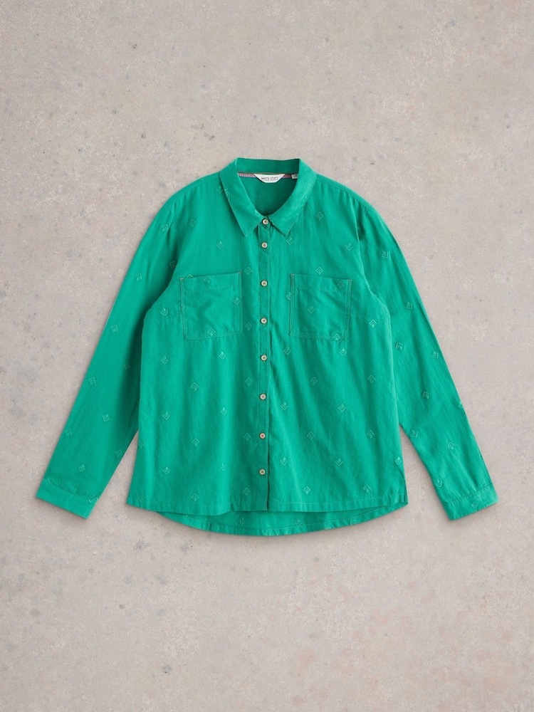 White Stuff Green Sophie Cotton Shirt - Image 5 of 6