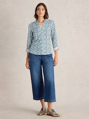 White Stuff Blue Annie Jersey 100% Cotton Shirt - Image 3 of 7