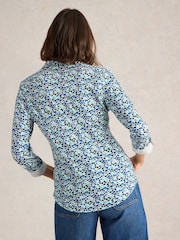 White Stuff Blue Annie Jersey 100% Cotton Shirt - Image 4 of 7