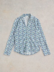 White Stuff Blue Annie Jersey 100% Cotton Shirt - Image 6 of 7