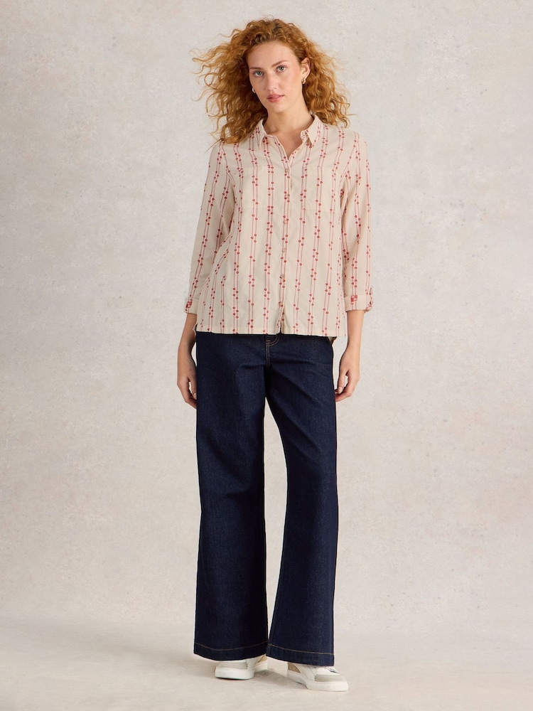 White Stuff Cream & Red Sophie Cotton Shirt - Image 1 of 6