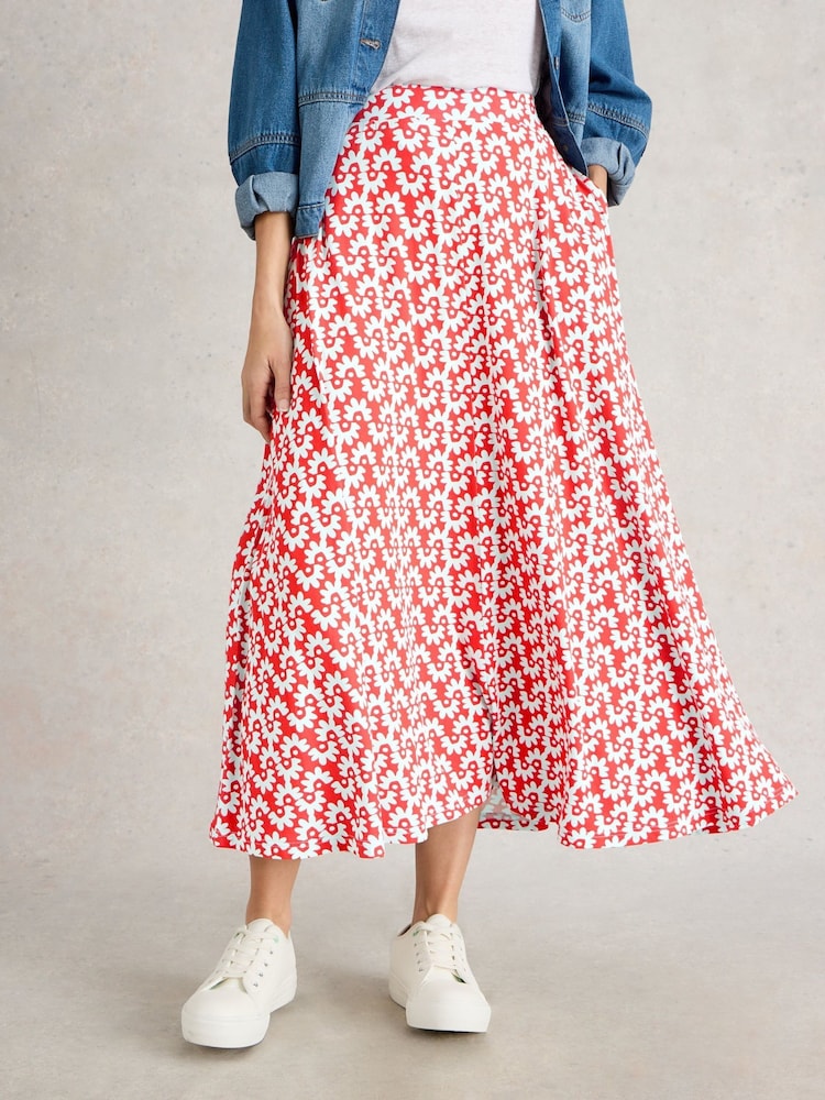 White Stuff Red Jada Jersey Maxi Skirt - Image 1 of 6