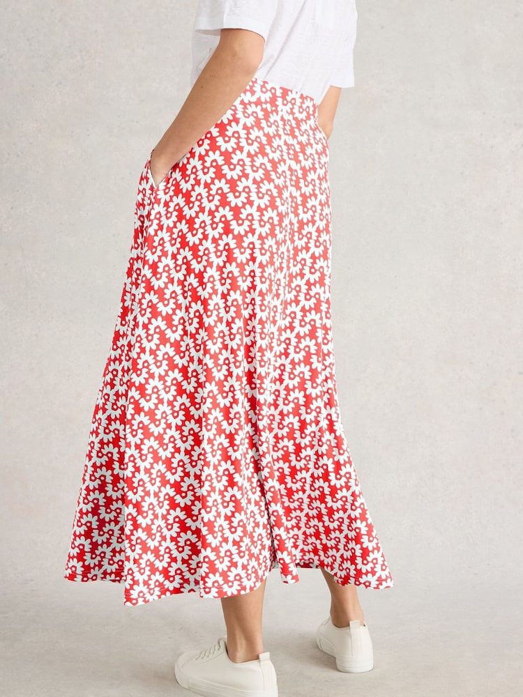 White Stuff Red Jada Jersey Maxi Skirt - Image 2 of 6