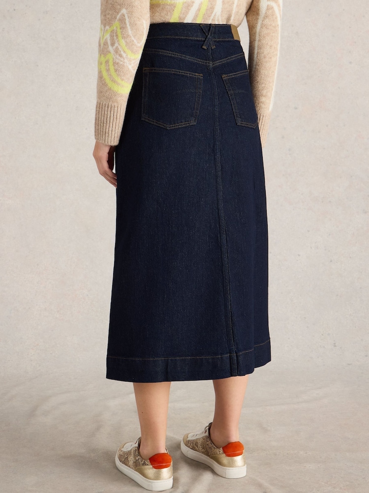 White Stuff Blue Allie Denim Midi Skirt - Image 2 of 6