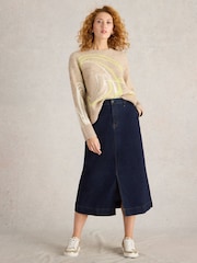 White Stuff Blue Allie Denim Midi Skirt - Image 3 of 6