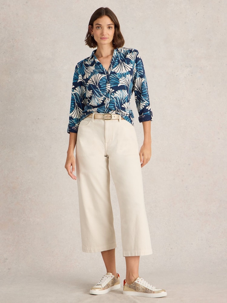 White Stuff Blue Annie Jersey 100% Cotton Shirt - Image 1 of 6