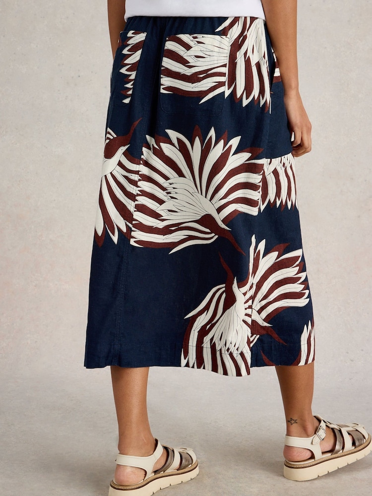 White Stuff Blue Elle Linen Blend Skirt - Image 2 of 6