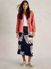White Stuff Blue Elle Linen Blend Skirt - Image 3 of 6