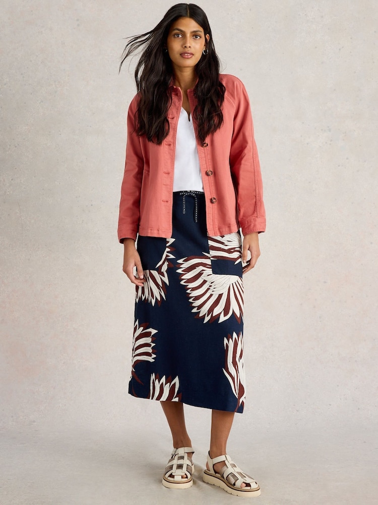 White Stuff Blue Elle Linen Blend Skirt - Image 3 of 6