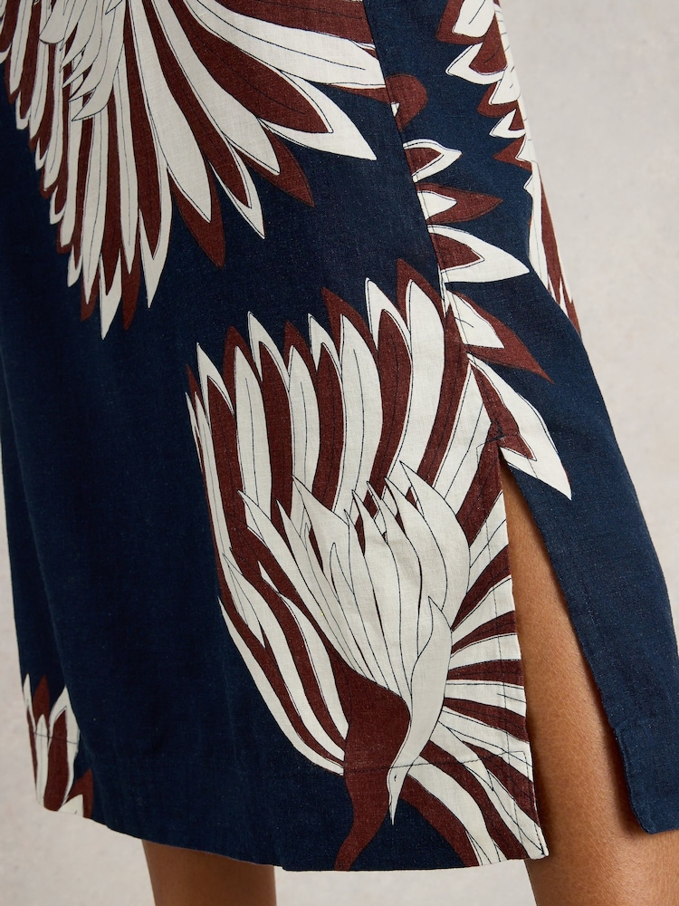 White Stuff Blue Elle Linen Blend Skirt - Image 4 of 6