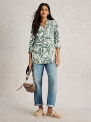 White Stuff Green Annie Longline 100% Cotton Shirt - Image 1 of 6
