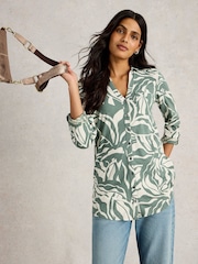 White Stuff Green Annie Longline 100% Cotton Shirt - Image 2 of 6