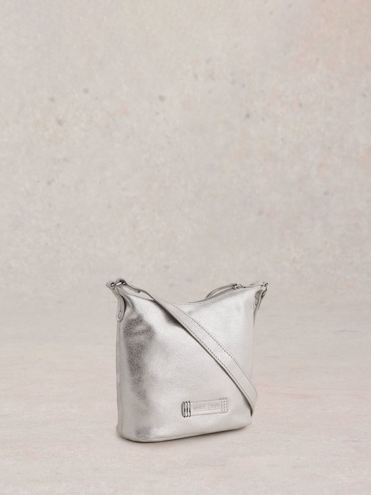 White Stuff Silver Mini Fern Leather Cross-Body Bag - Image 1 of 4