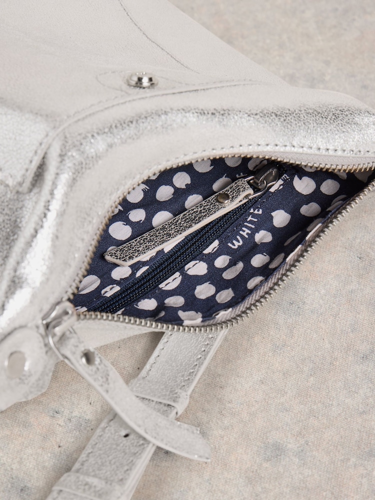 White Stuff Silver Mini Fern Leather Cross-Body Bag - Image 4 of 4