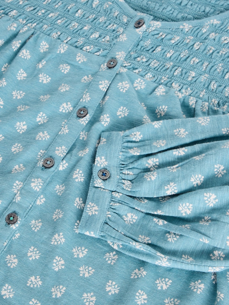 White Stuff Blue Daniella Shirred Top - Image 6 of 6