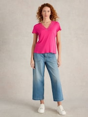 White Stuff Pink Ellie Lace T-Shirt - Image 1 of 6