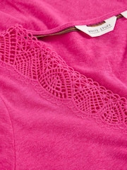 White Stuff Pink Ellie Lace T-Shirt - Image 6 of 6