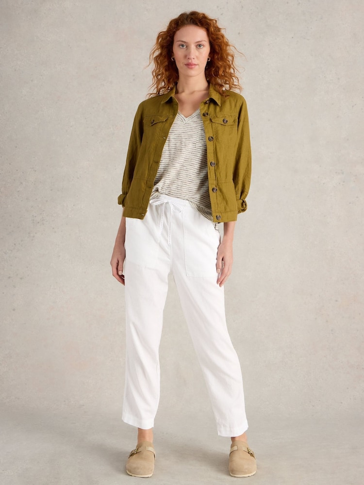 White Stuff White Elle Linen Blend Trousers - Image 1 of 6