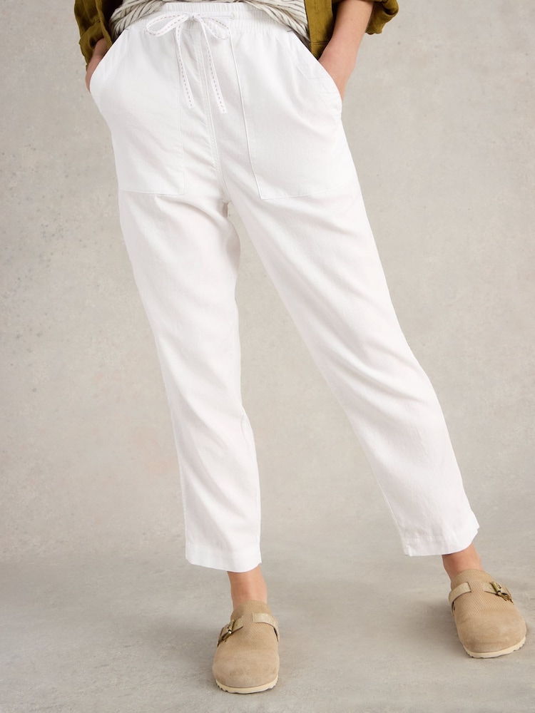 White Stuff White Elle Linen Blend Trousers - Image 2 of 6