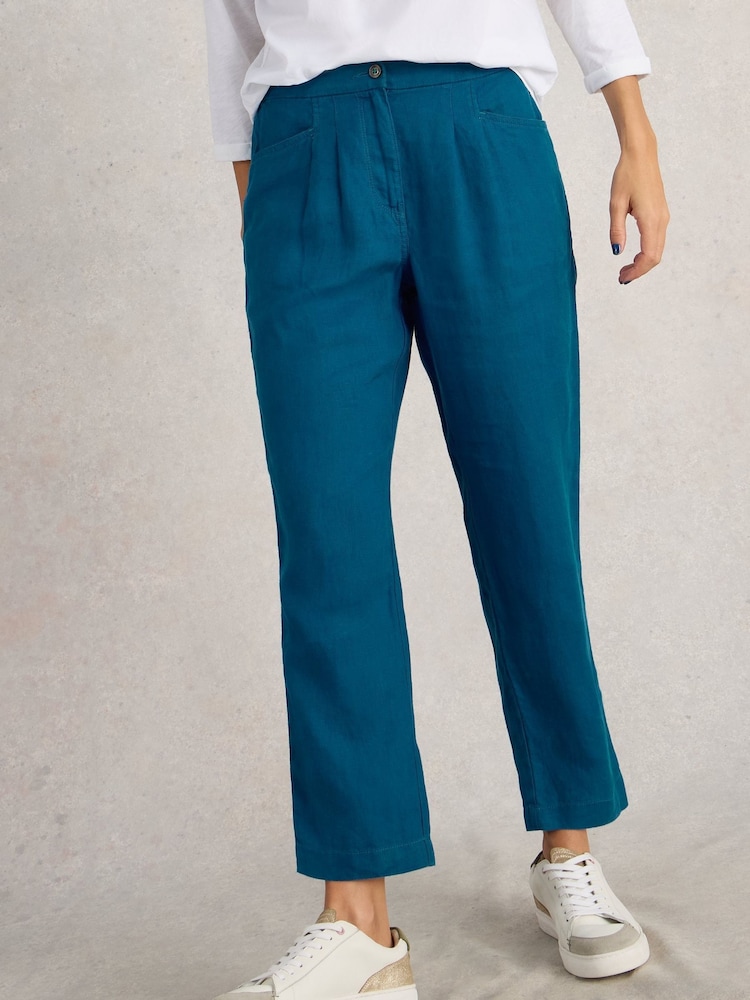 White Stuff Blue Rowena 100% Linen Trousers - Image 2 of 6