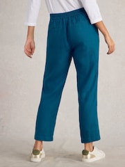 White Stuff Blue Rowena 100% Linen Trousers - Image 3 of 6