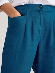 White Stuff Blue Rowena 100% Linen Trousers - Image 4 of 6