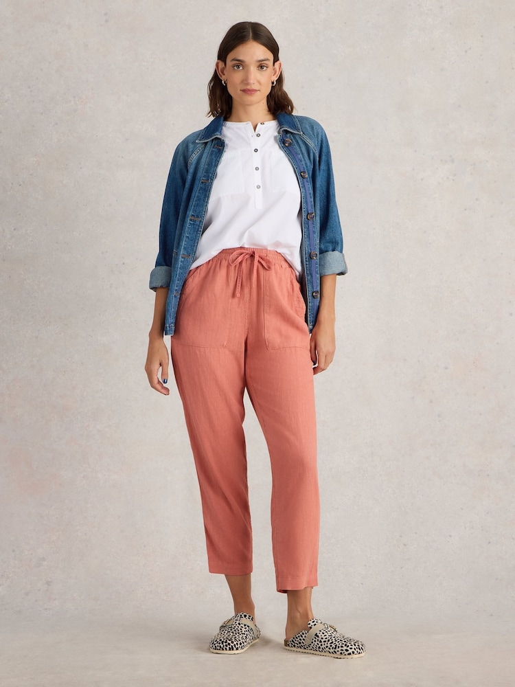 White Stuff Red Elle Linen Blend Trousers - Image 1 of 6