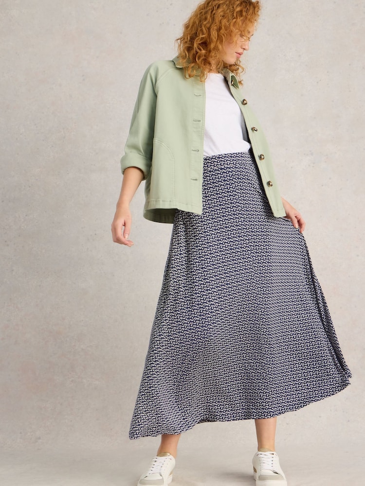 White Stuff Blue Jada Jersey Maxi Skirt - Image 3 of 6