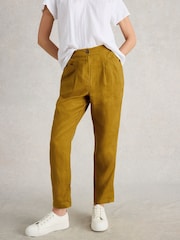 White Stuff Khaki Rowena 100% Linen Trousers - Image 1 of 6