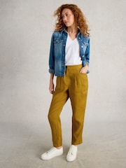 White Stuff Khaki Rowena 100% Linen Trousers - Image 3 of 6