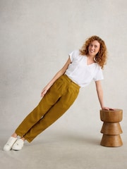 White Stuff Khaki Rowena 100% Linen Trousers - Image 4 of 6