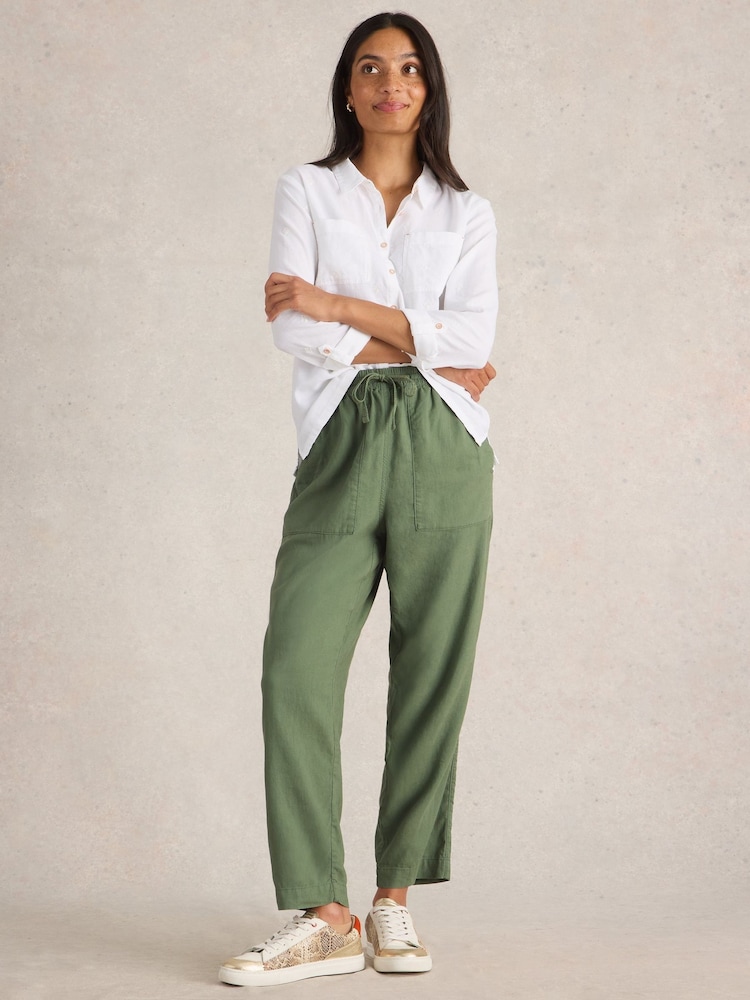 White Stuff Green Elle Linen Blend Trousers - Image 3 of 6