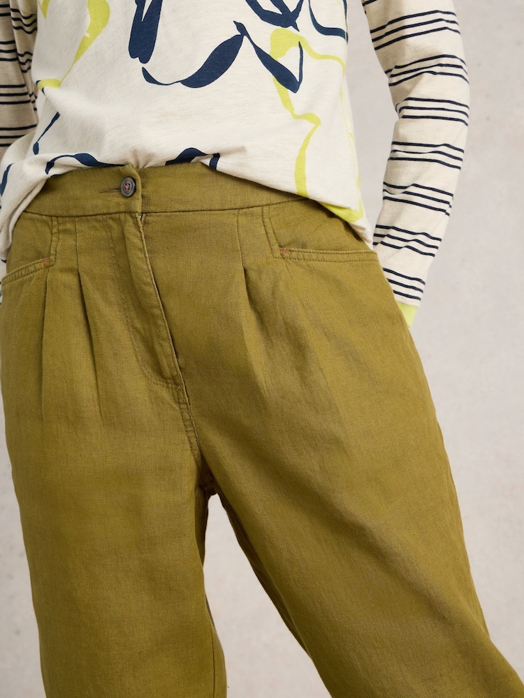 White Stuff Green Rowena 100% Linen Trousers - Image 4 of 6