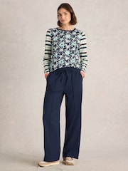 White Stuff Blue Freda Wide Leg Trousers - Image 1 of 4