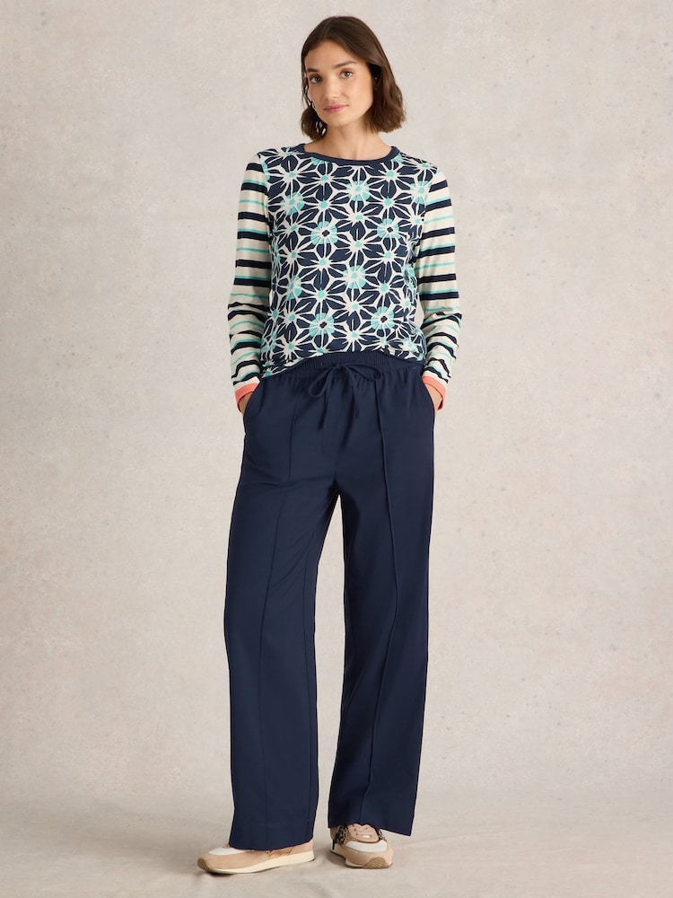 White Stuff Blue Freda Wide Leg Trousers - Image 1 of 4
