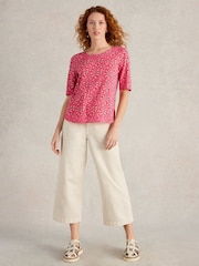 White Stuff Pink Weaver Jersey 100% Organic Cotton Blouses - Image 2 of 6