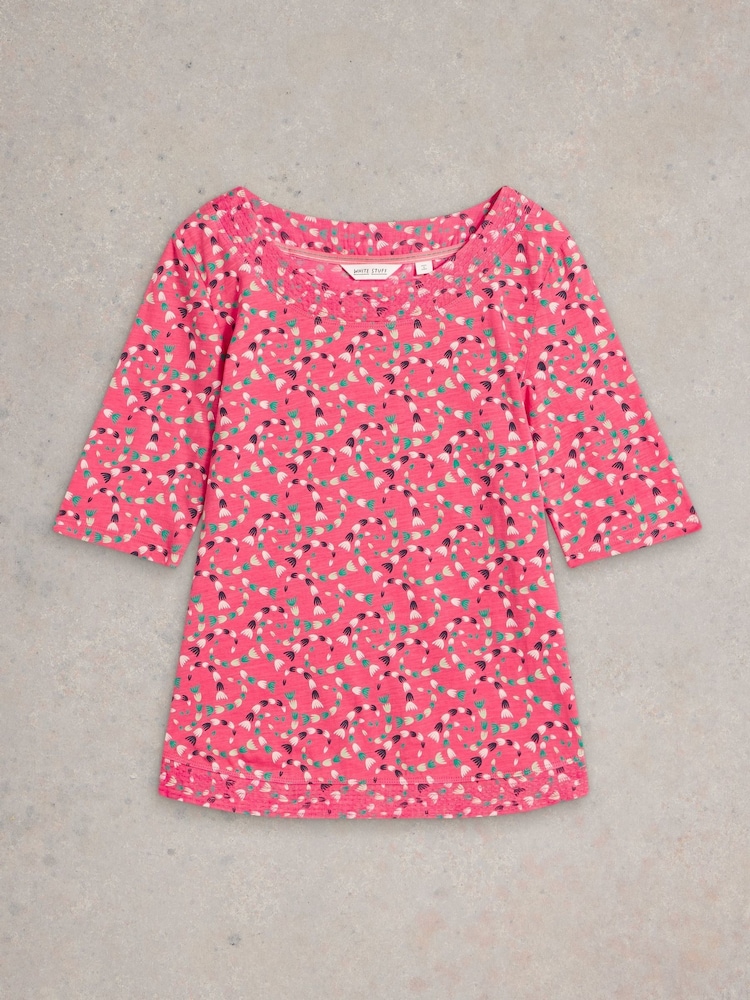 White Stuff Pink Weaver Jersey 100% Organic Cotton Blouses - Image 6 of 6