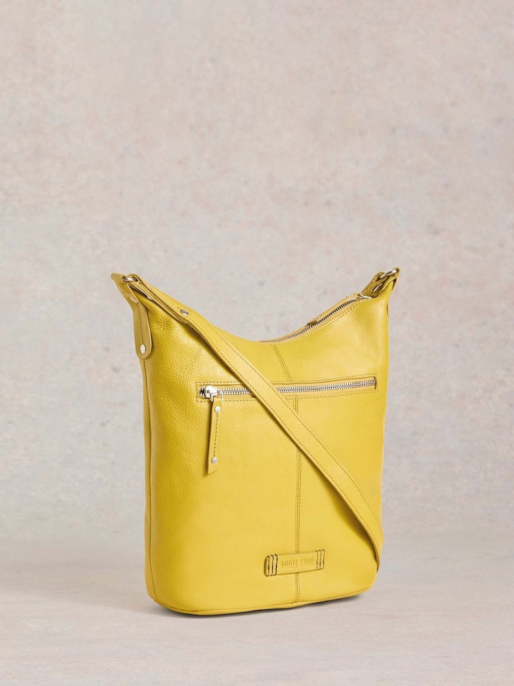 White Stuff Yellow Fern Leather Cross-Body Bag - Image 1 of 4