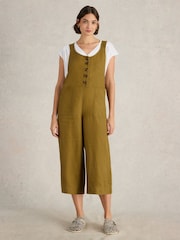 White Stuff Green Viola 100% Linen Dungarees - Image 1 of 6