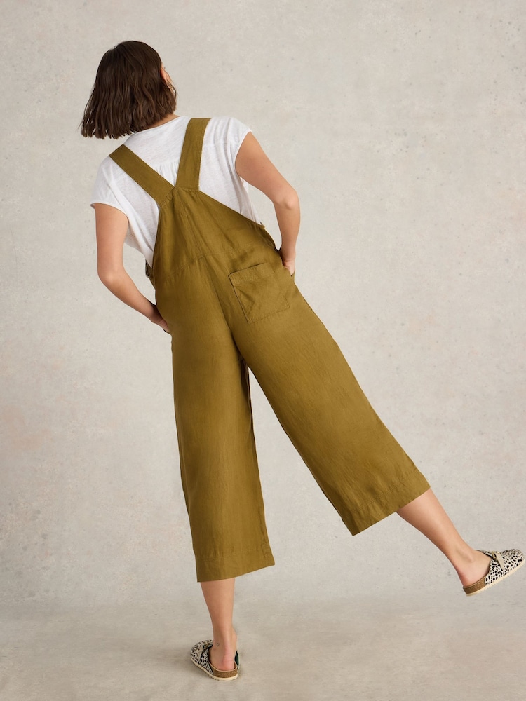 White Stuff Green Viola 100% Linen Dungarees - Image 2 of 6