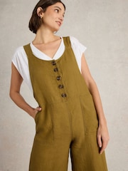 White Stuff Green Viola 100% Linen Dungarees - Image 4 of 6