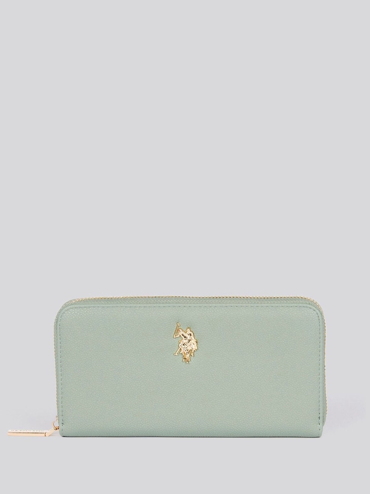 U.S. Polo Assn. Green Large Womens Zip Around Wallet - Image 1 of 6