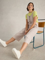 White Stuff Natural Viola 100% Linen Dungarees - Image 1 of 6