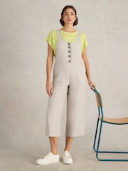White Stuff Natural Viola 100% Linen Dungarees - Image 2 of 6