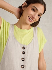 White Stuff Natural Viola 100% Linen Dungarees - Image 4 of 6