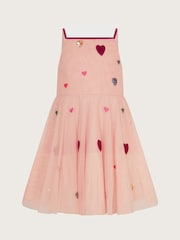 Monsoon Pink Strappy Appliqué Heart Dress - Image 2 of 3
