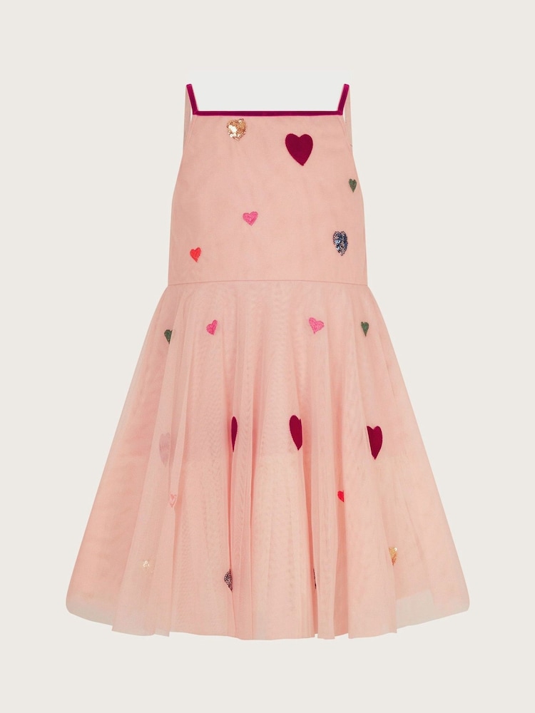 Monsoon Pink Strappy Appliqué Heart Dress - Image 2 of 3
